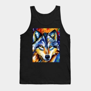 Neo-Impressionistic Wolf Face Tank Top